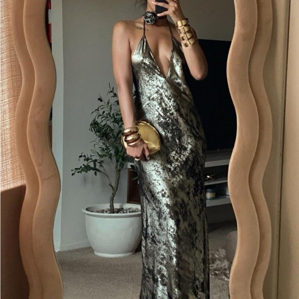 Black and gold foil dress ZARA